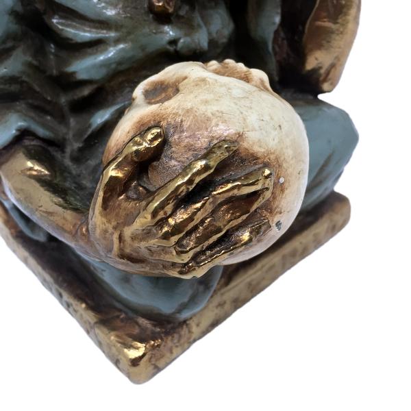 Antique bronze-clad alchemist with skull bookends by Marion Bronze circa 1922