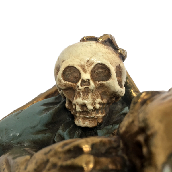 Antique bronze-clad alchemist with skull bookends by Marion Bronze circa 1922