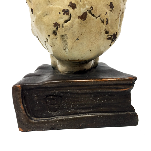 Antique bronze-clad skull and grimoire bookends by Armor Bronze circa 1922