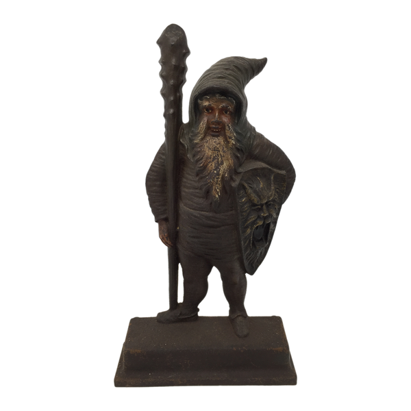 Antique cast iron warrior gnome doorstop by B&H, late 19th century