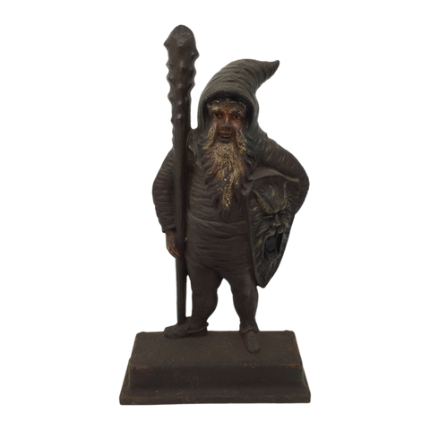 Antique cast iron warrior gnome doorstop by B&H, late 19th century
