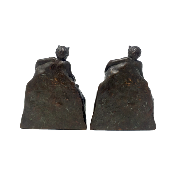Antique bronze satyr bookends by Zoppo Foundries circa 1914