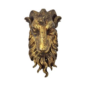 Antique gilt bronze ram's head circa 19th century, Baphomet idol