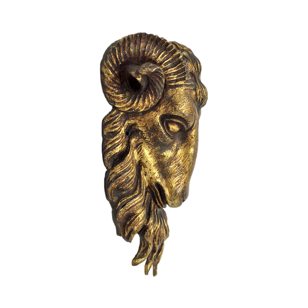 Antique gilt bronze ram's head circa 19th century, Baphomet idol