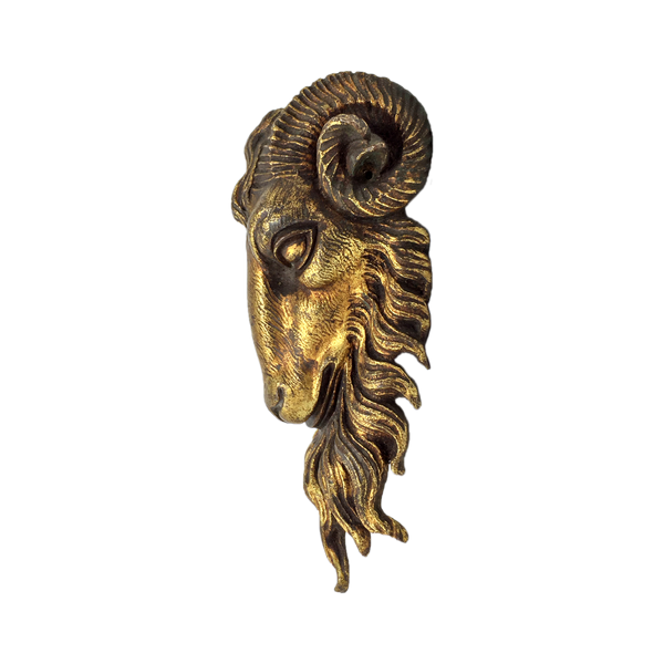 Antique gilt bronze ram's head circa 19th century, Baphomet idol