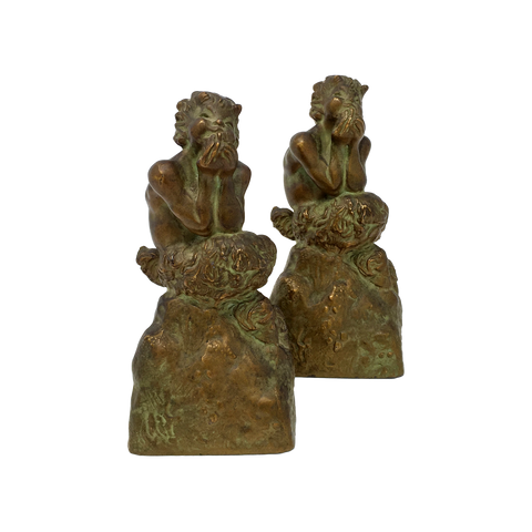 Antique satyr bookends by McClelland Barclay circa late 1930s