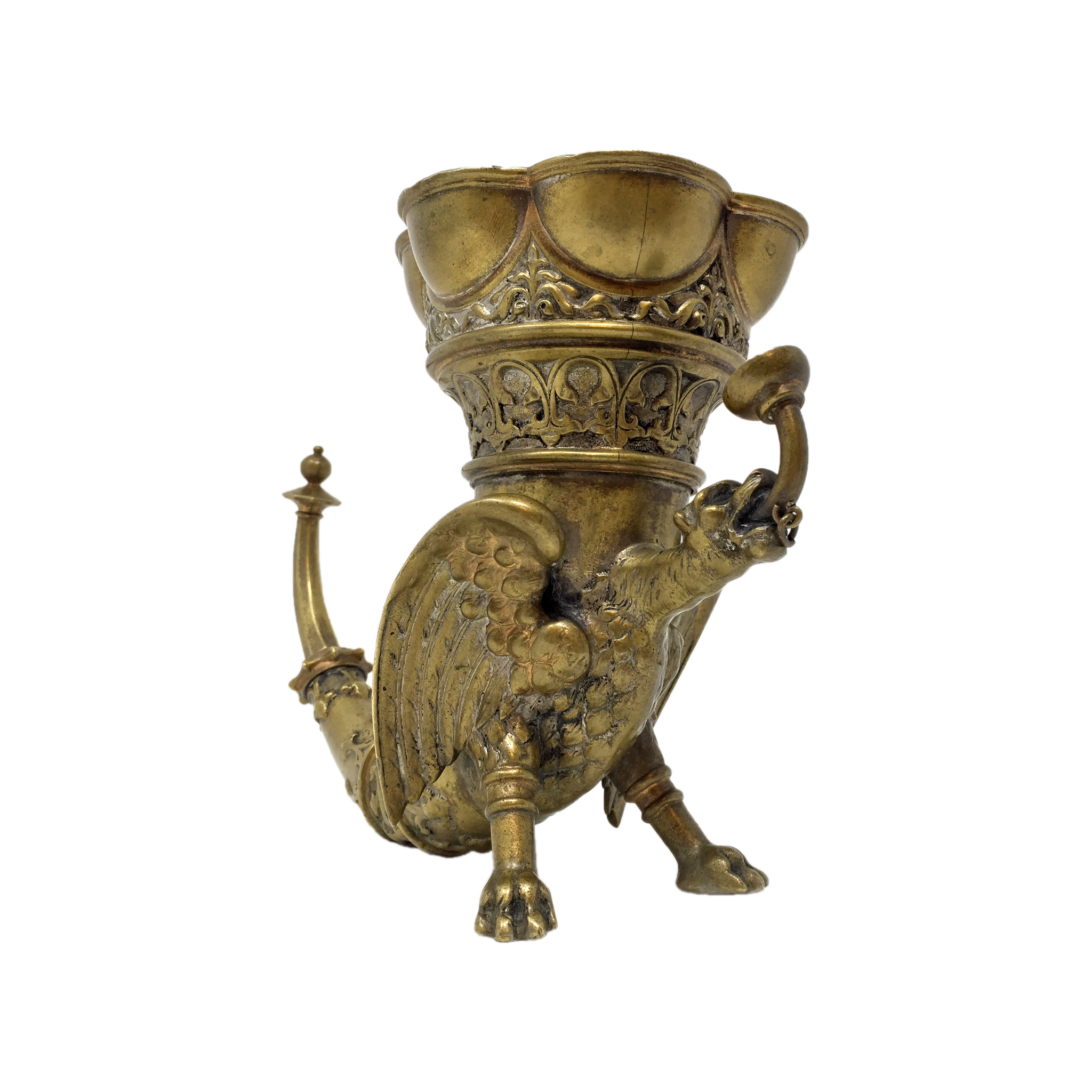 Esoteric gargoyle antique oil lamp and incense burner