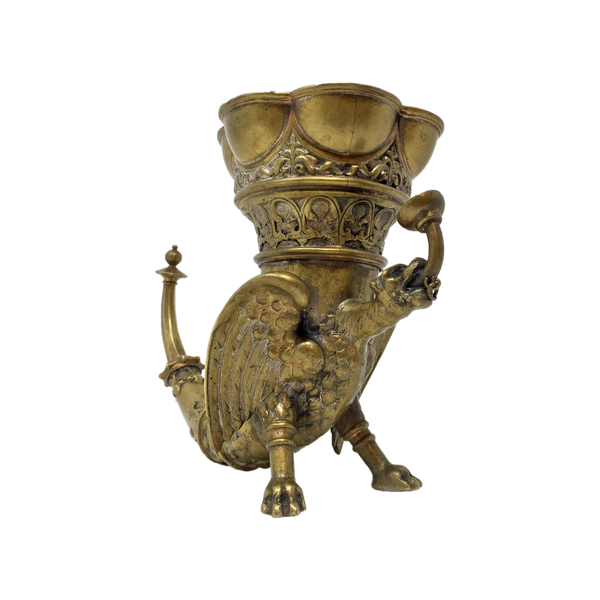 Esoteric gargoyle antique oil lamp and incense burner