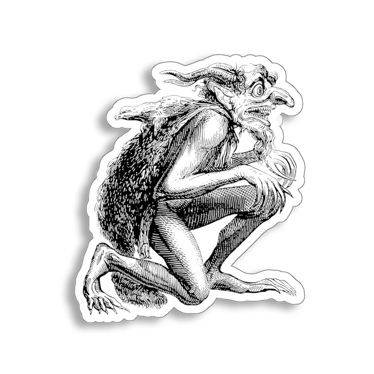 Eurynomos demon sticker from 1863 illustration in Dictionnaire Infernal