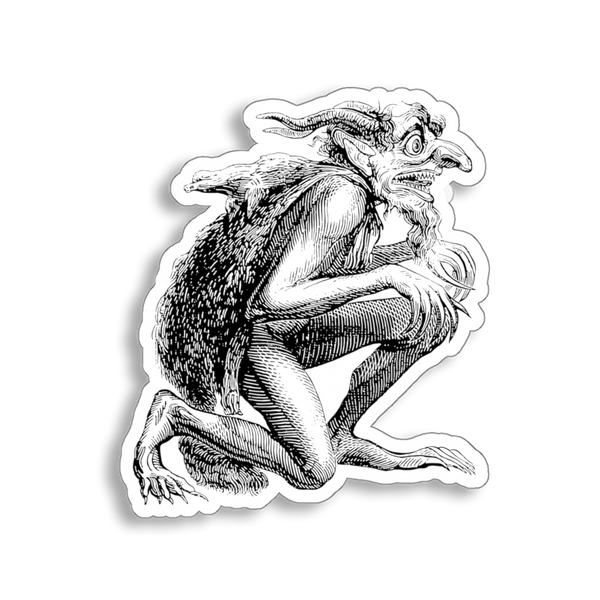 Eurynomos demon sticker from 1863 illustration in Dictionnaire Infernal