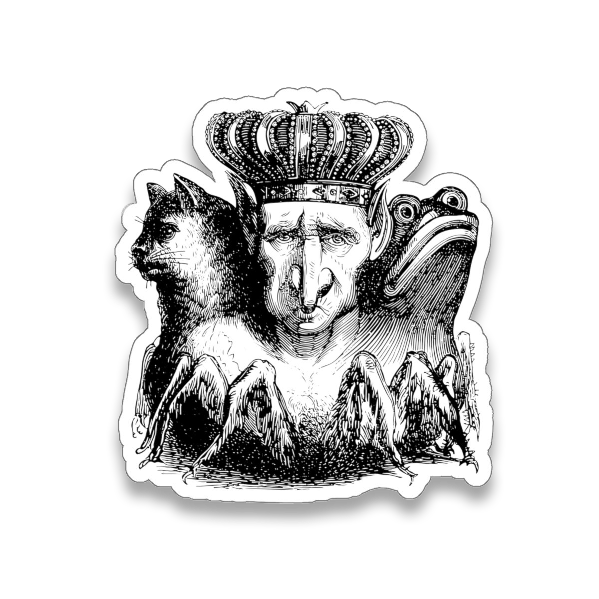 Bael demon sticker from 1863 illustration in Dictionnaire Infernal