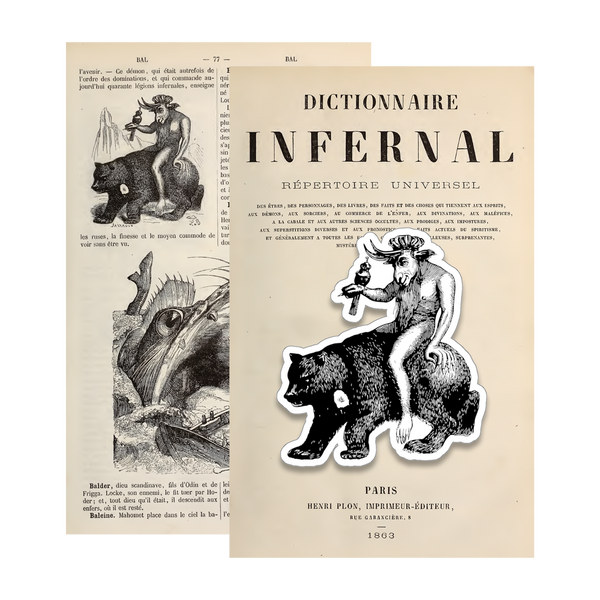 Balam demon sticker from 1863 illustration in Dictionnaire Infernal