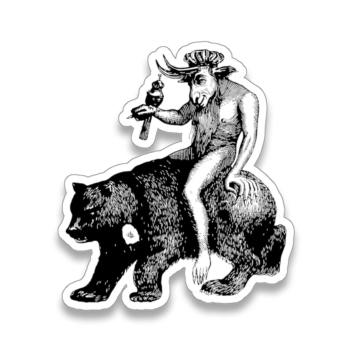 Balam demon sticker from 1863 illustration in Dictionnaire Infernal