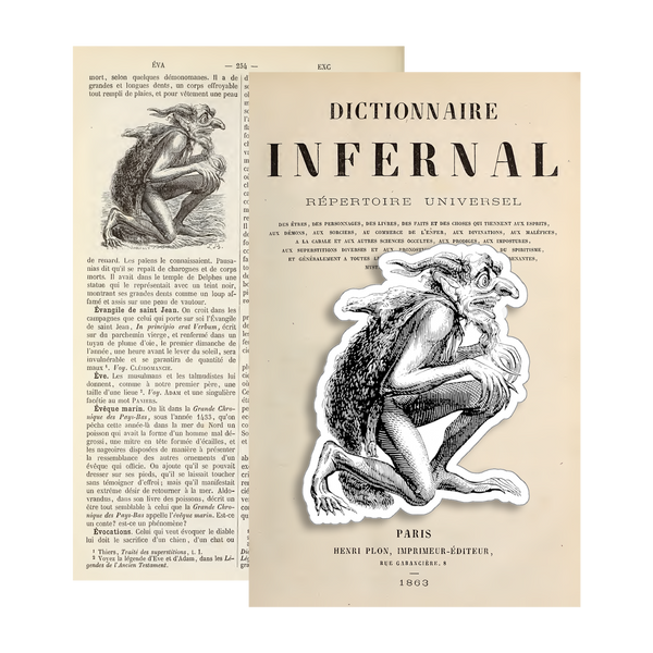 Eurynomos demon sticker from 1863 illustration in Dictionnaire Infernal