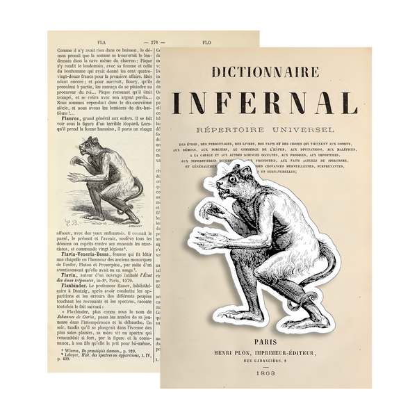 Flauros demon sticker from 1863 illustration in Dictionnaire Infernal